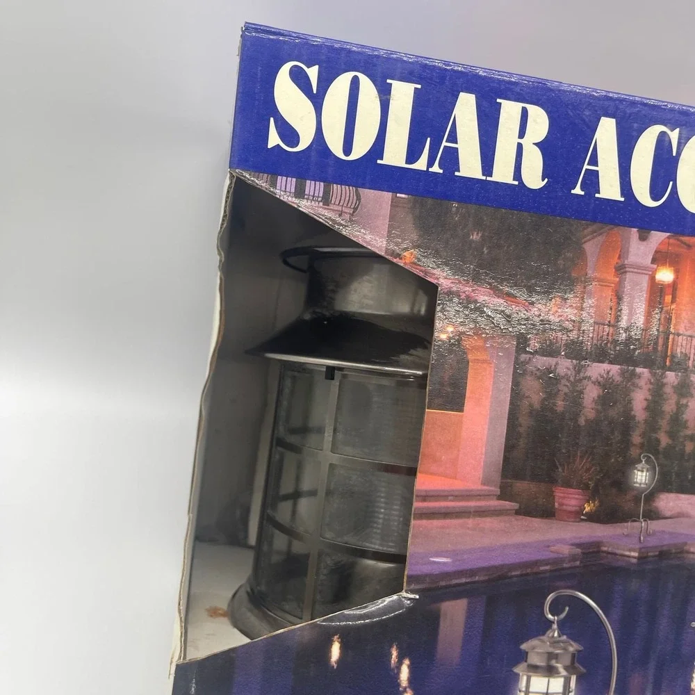 International Development Corp Solar Accent Light Solid Brass Lantern Pewter Fin